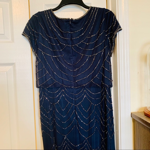 ✨Adrianna Papell Scalloped Beaded Blouson Gown - Picture 3 of 5